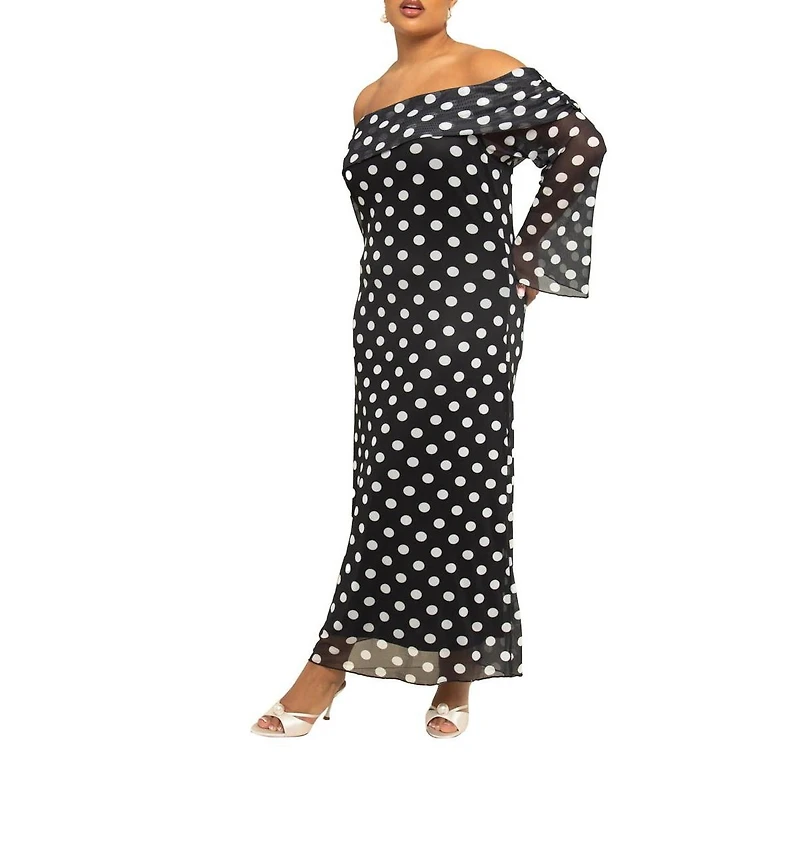 Fashion-szn Curve Women's Polka Dot Midi Dress