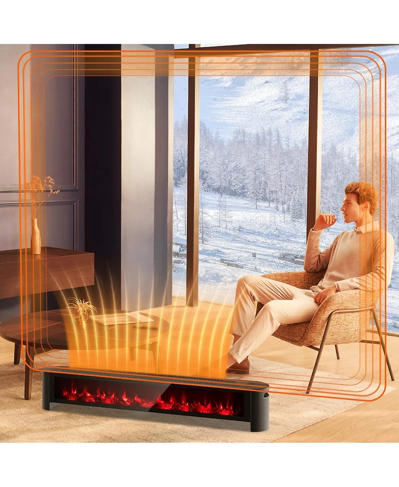 Costway 1400W Electric Baseboard Heater Convection Space Heater with Realistic 3D Flame