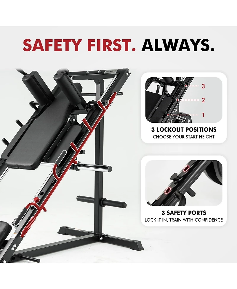 Mikolo Leg Press Hack Squat Machine Combo, Leg Press Machines for Home Gym with Linear Bearing, Hack Squat Machine with Rear and Front Band Pegs, Leg