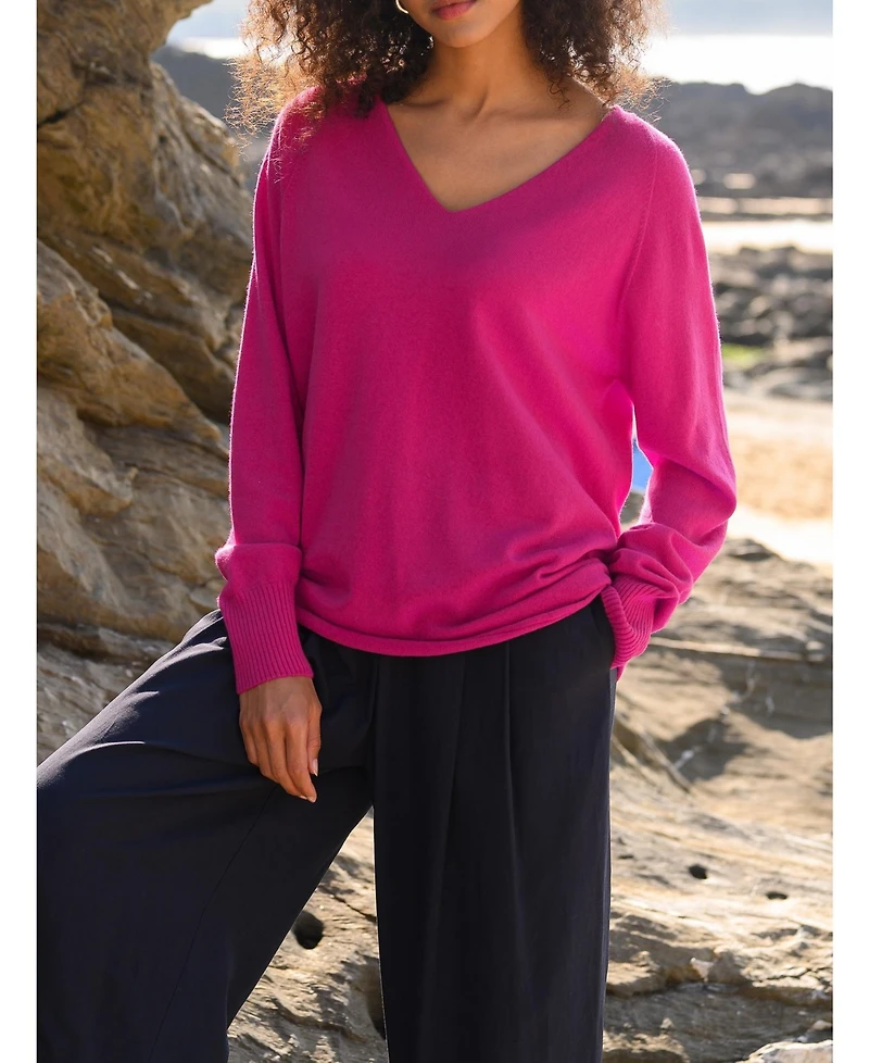 Celtic & Co. Women's Geelong Wool Slouch V-Neck Sweater