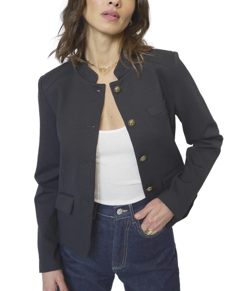Central Park West Women's Halsey Ponte Mandarin Collar Jacket