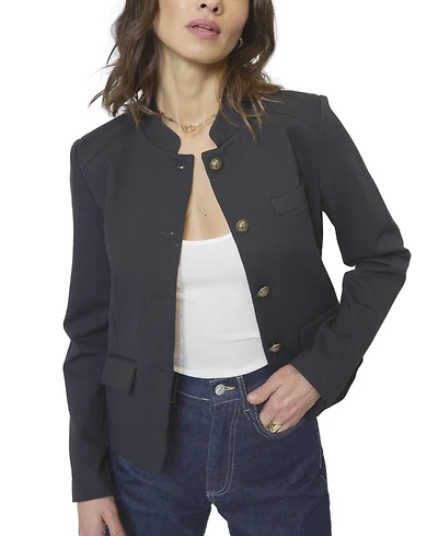 Central Park West Women's Halsey Ponte Mandarin Collar Jacket