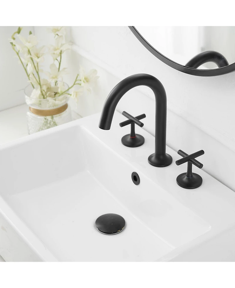 Greenspring 8 in. Widespread Double-Handle High-Arc Bathroom Faucet in Matte Black