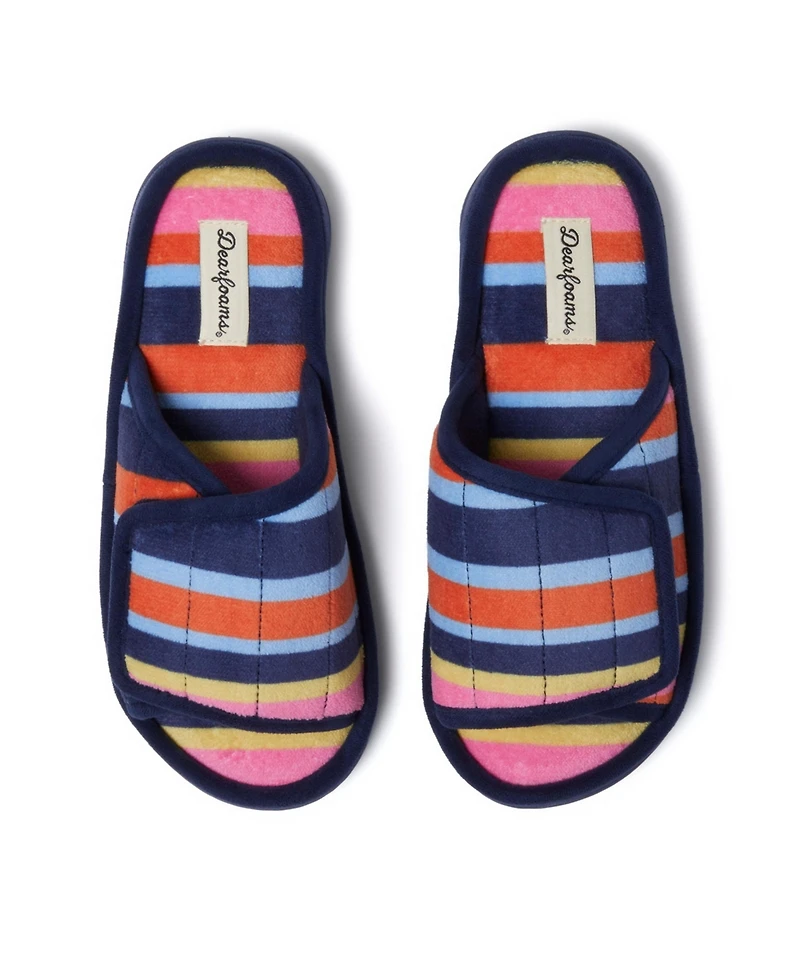 Dearfoams Women's Mickey Terry Adjustable Shower Slide House Slipper