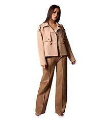 Blue Revival Women's Cropped Scuba Belted Trench Coat