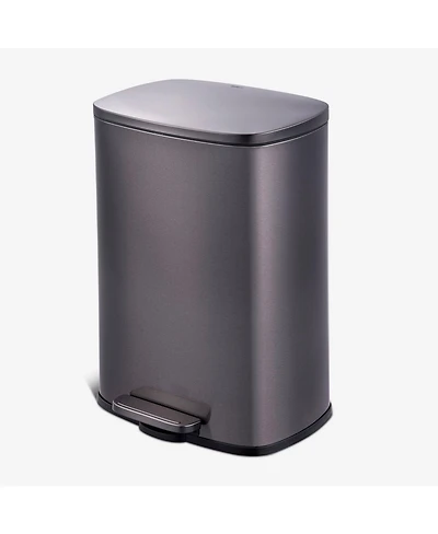 Qualiazero 50L / 13.2 Gallon Rectangular Step Can -Black Stainless Steel