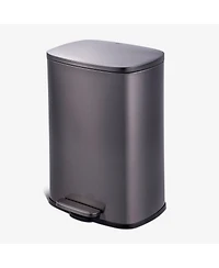 Qualiazero 50L / 13.2 Gallon Rectangular Step Can -Black Stainless Steel