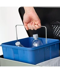 Qualiazero 60L / 16 Gal (30L/8 Split) Rectangular Recycle Step Can - Stainless Steel with Black Plastic Lid