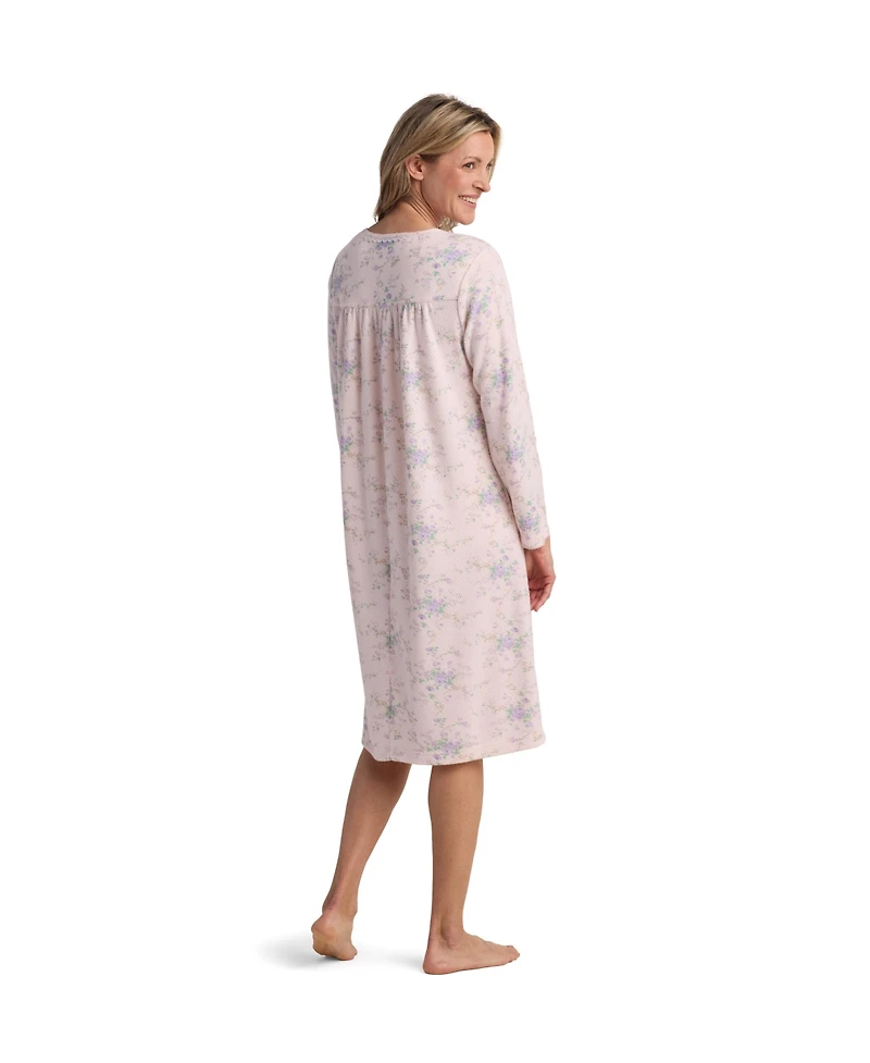 Miss Elaine Women's Printed Long Sleeve Gown