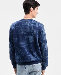 Guess Men's Indigo Paisley Print Sweatshirt