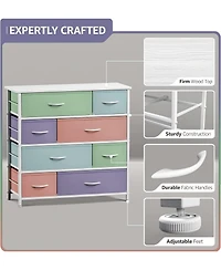 Sorbus Dresser with 8 Drawers - Storage Chest Organizer Steel Frame, Wood Top, Handles, Fabric Bins