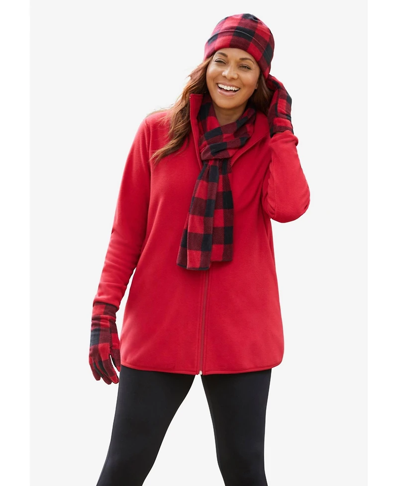 Woman Within Plus Zip-Front Microfleece Jacket