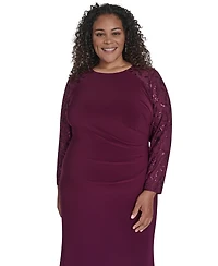 Jessica Howard Plus Raglan Sleeve Combo Gown