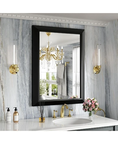 Amorho Bathroom Mirror, 32" x 24" Inch Thick Metal Framed Wall Mirrors for Over Sink, Bedroom, Living Room, Entryway, Rectangle Wall-Mounted Mirrors i