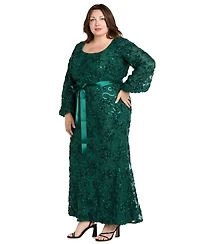 R & M Richards Plus Soutache Lace Long Dress