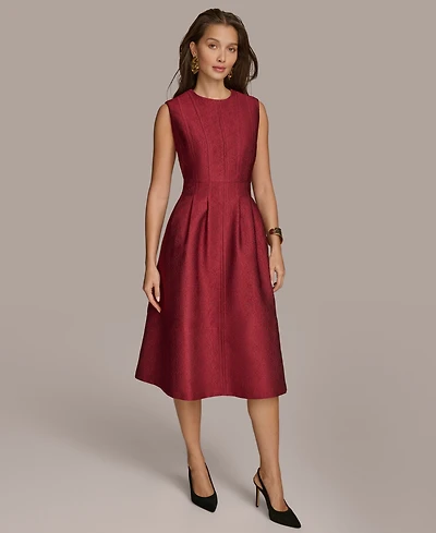 Donna Karan New York Women's Jacquard Solid Fit and Flare Dress