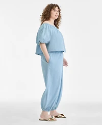 On 34th Plus Size High Rise Elastic Waist Pants, Macy's Exclusive