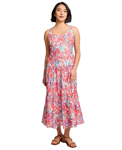 Jones New York Petite Printed Tiered Sleeveless Maxi Dress