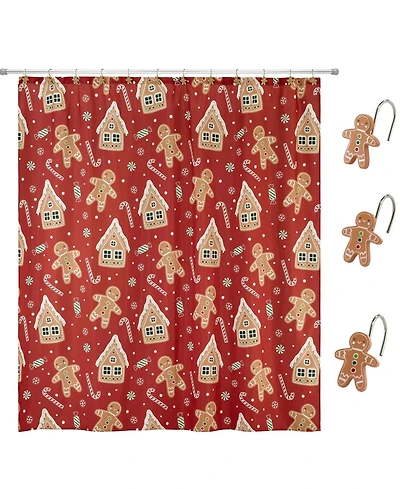 Avanti Gingerbread Man Shower Curtain and 12-Pc. Shower Curtain Hooks Set