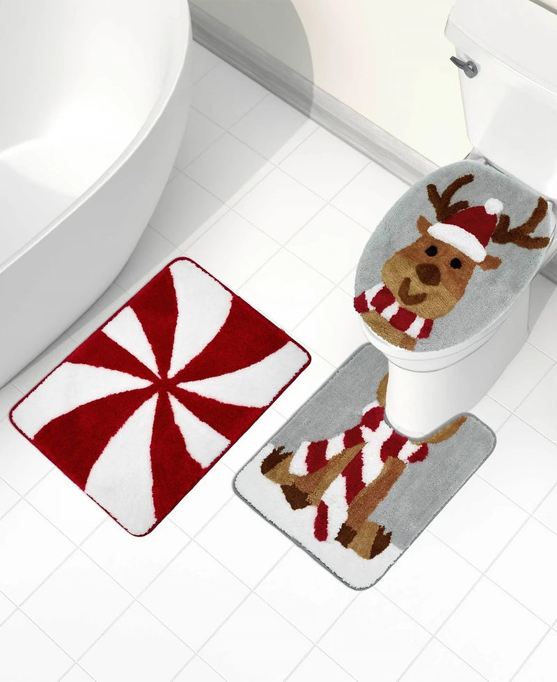 Avanti Holiday Reindeer 3-Pc. Polyester Bath Rug Set