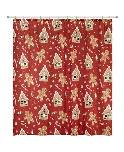 Avanti Gingerbread Man Polyester Shower Curtain, 72" x 72"