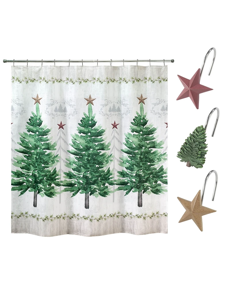 Avanti Trees Shower Curtain and 12-Pc. Shower Curtain Hooks Set