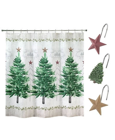 Avanti Trees Shower Curtain and 12-Pc. Shower Curtain Hooks Set