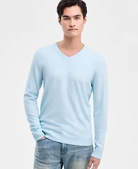 Alfani Men's Solid V-Neck Cotton Sweater, Created for Macy's