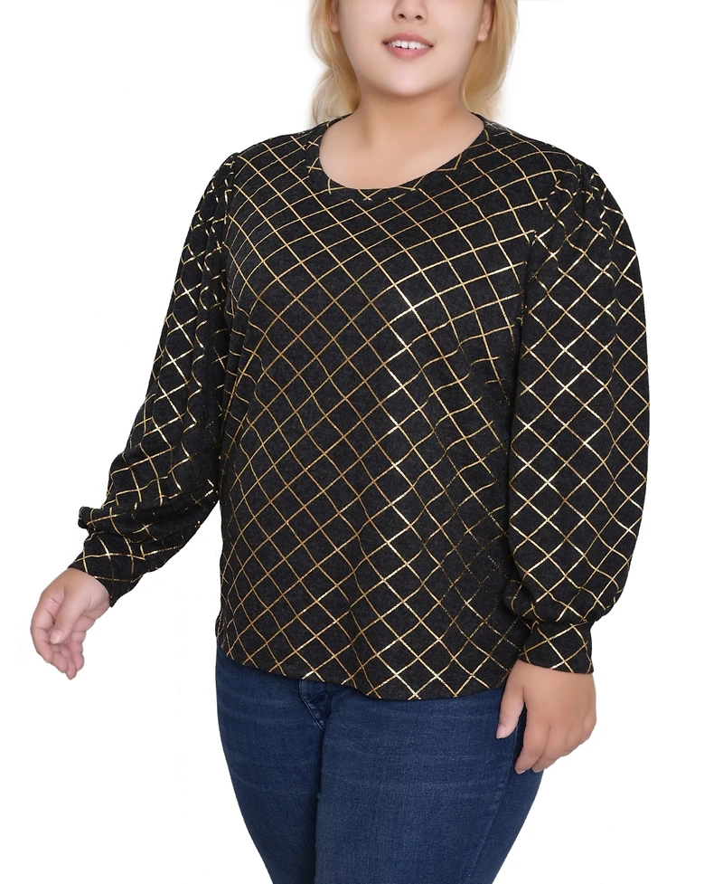 Ny Collection Plus Bishop Sleeve Pullover Top