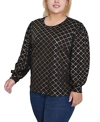 Ny Collection Plus Bishop Sleeve Pullover Top