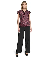 Calvin Klein Women's Short Sleeve Cowl Neck Pull-On Blouse