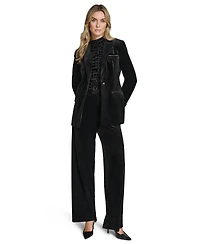 Calvin Klein Women's Long Sleeve One-Button Velvet Jacket