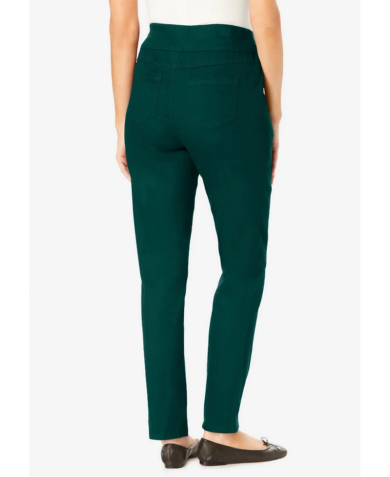 Woman Within Women's Within Flex-Fit Pull-On Straight-Leg Gap-Free Stretch Denim Jeans