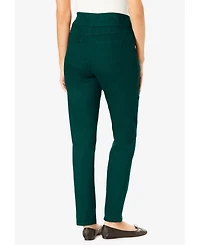 Woman Within Women's Within Flex-Fit Pull-On Straight-Leg Gap-Free Stretch Denim Jeans