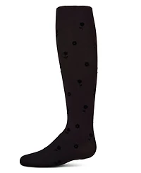 Memoi Girls Opaque Rose-Pattern Flocked Tights