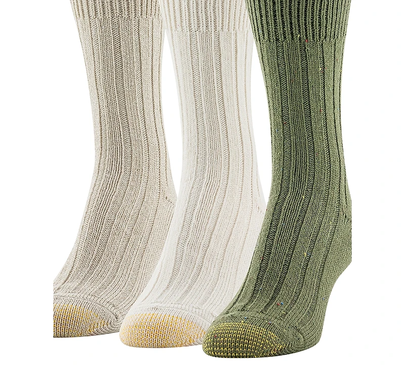 Gold Toe Women's 3-Pack Marled Rib Crew Socks
