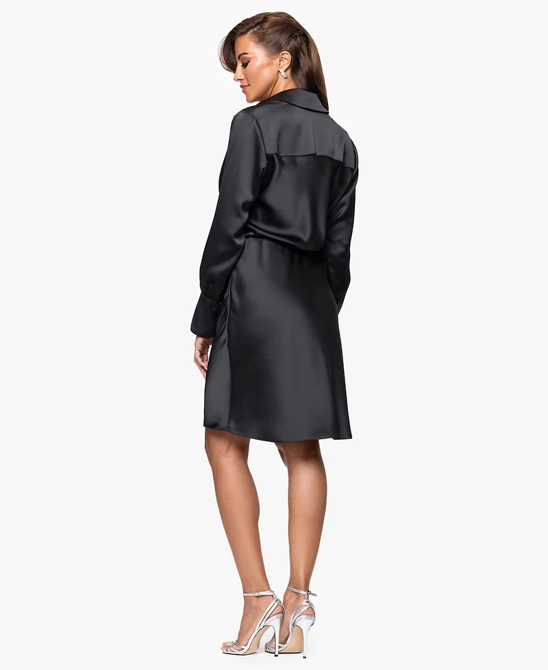 Xscape Women's Long Sleeve Midi Dress