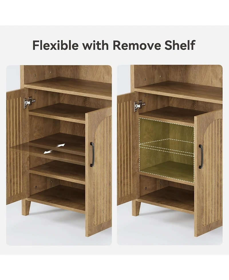 Tribesigns 70.9 Inches Tall Arched Kitchen Pantry, 8-Tier Pantry Cabinet with Doors & Adjustable Shelves