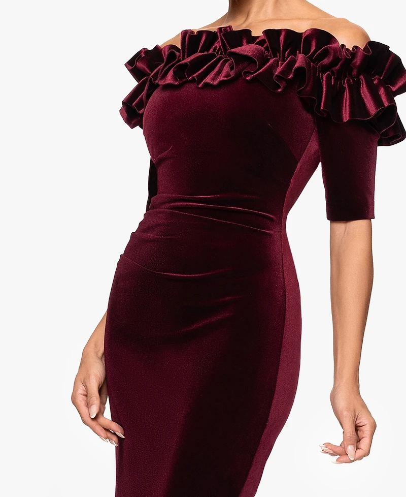 Xscape Women's Off The Shoulder Ruffle Dress