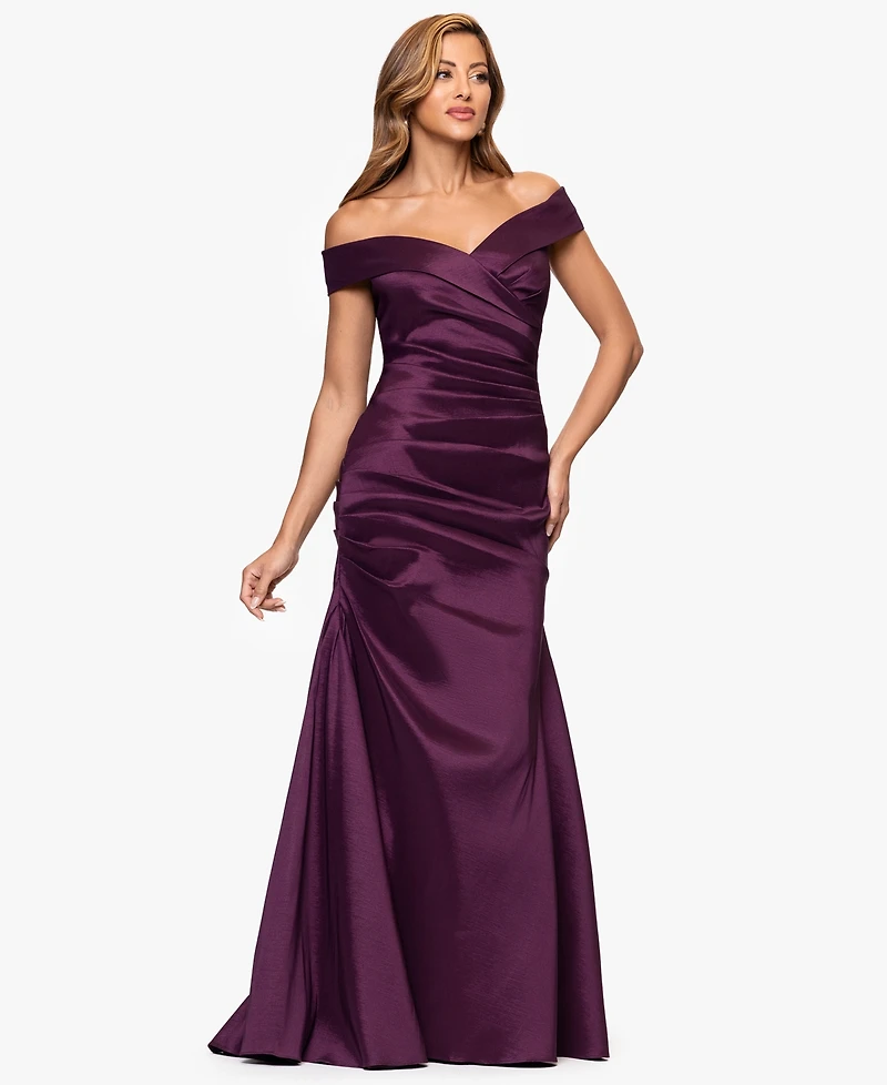 Xscape Women's Off The Shoulder Neck Long Dress