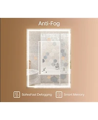 Hauschen Home 28x20 inch Led Lighted Medicine Cabinet with Mirror, Moisture-Resistant Wood, Stepless Dimmable, 3000K/5500K, Defogger, Adjustable Shelf
