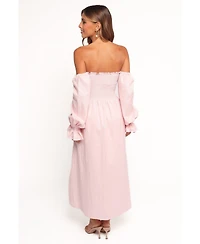 Petal and Pup Women's Domenica Shirred Long Sleeve Midi Dress - Pink