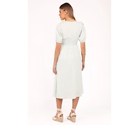 Petal and Pup Women's Ronnie Short Sleeve Midi Dress - Green Blue Stripe