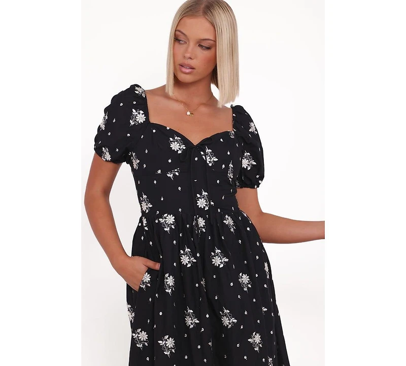 Petal and Pup Women's Rosemarie Midi Dress - Black Floral