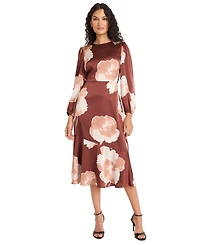 Maggy London Women's Long Sleeve Flower Midi Dress