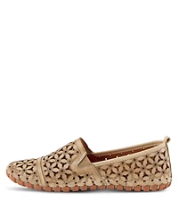 Spring Step Flowerflow Laser-Cut Leather Loafer with Floral Detailing and Flexible Sole
