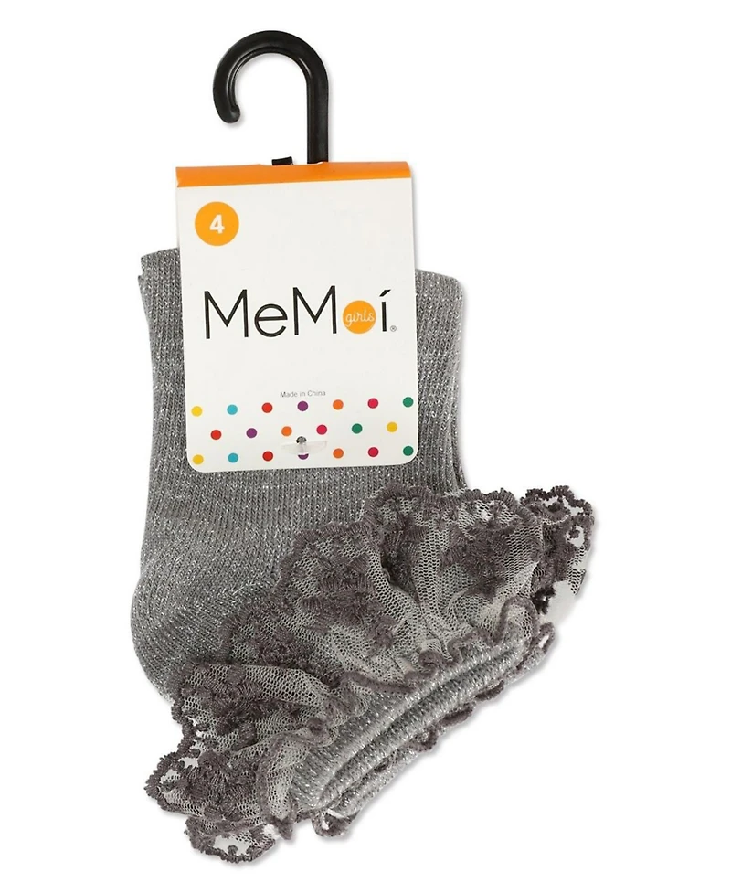 Memoi Little Girls Step and Shimmer Ruffle Anklet Socks