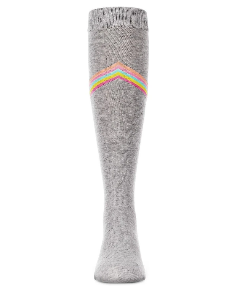 Memoi V Stripe Lurex Cotton Blend Knee High Socks