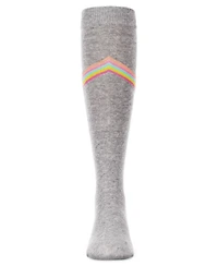 Memoi V Stripe Lurex Cotton Blend Knee High Socks