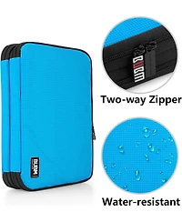 Bubm Medium Blue Electronics Organizer - Double Layer Travel Gadget Bag for Cables, Usb Drives, Plugs, iPad Mini & Accessories